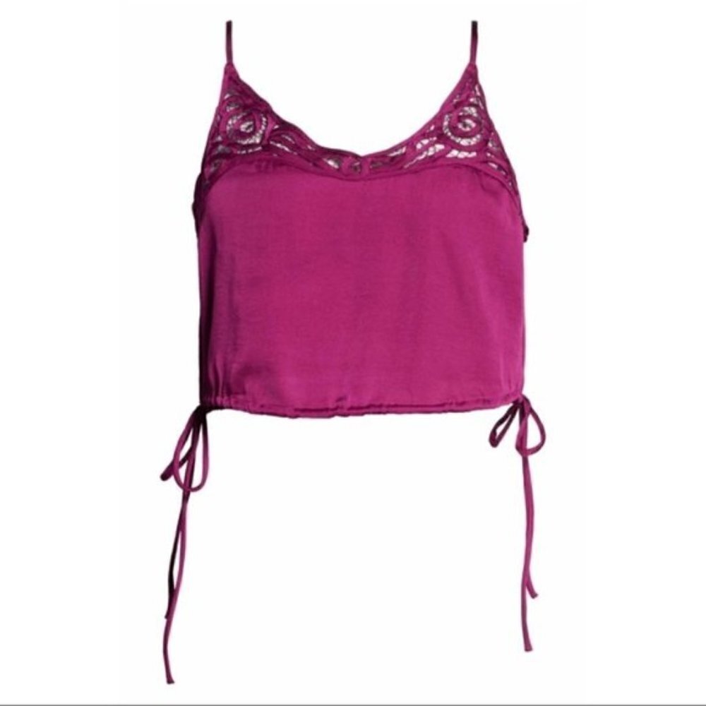 Free People Dark Orchid Blouson Satin Crop Top - Picture 5 of 10